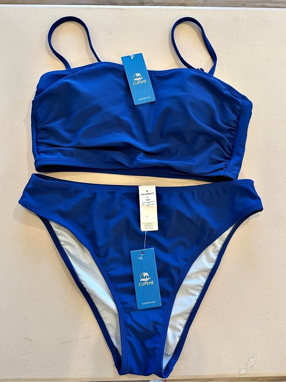 Cupshe Morning Mist Navy Bikini Set Blue Medium
